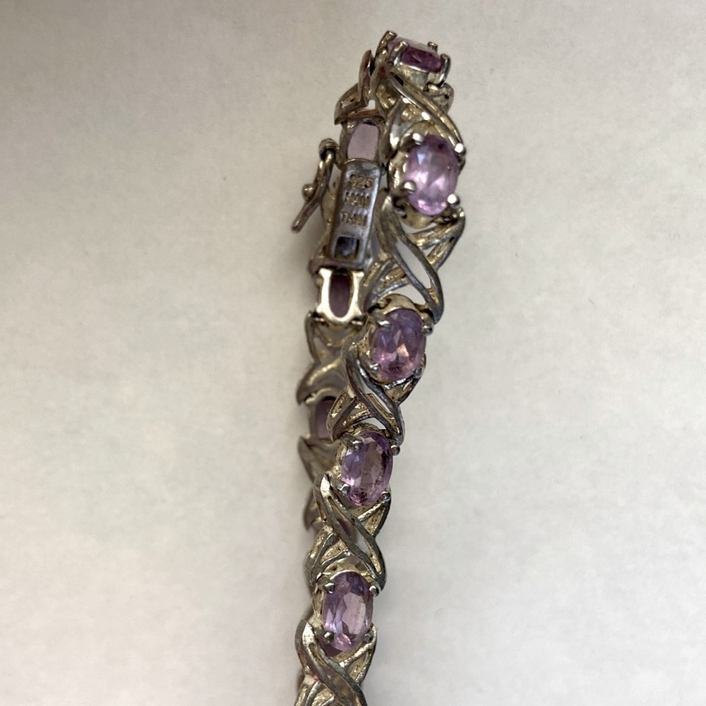 925 Han Thai X linked Amethyst Stones Tennis Bracelet